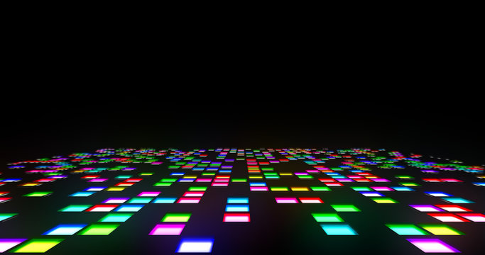 illuminated colorful disco dance floor tiles