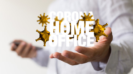 Home office cause of corona of self quarantine digital.