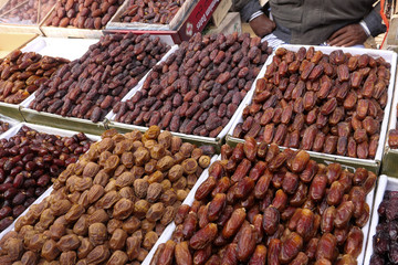 date fruit display for sale at local market in bangladesh 