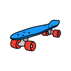 penny board doodle icon, vector illustration