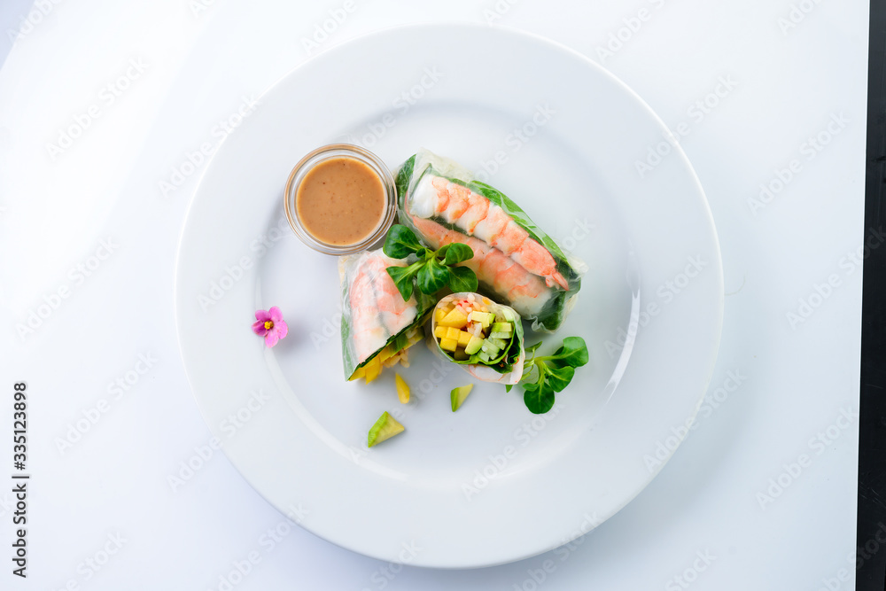 Canvas Prints shrimp and vegetable spring rolls