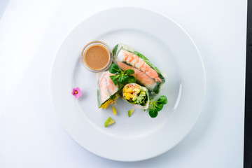 shrimp and vegetable spring rolls