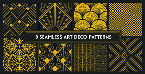 elegant art deco seamless design pattern set