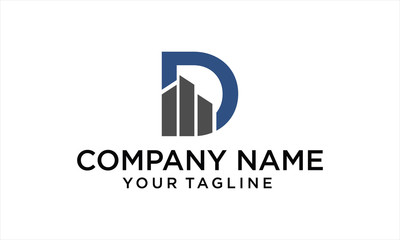 COMBINATION LOGO FROM D AND BUILDING LOGO DESIGN CONCEPT
