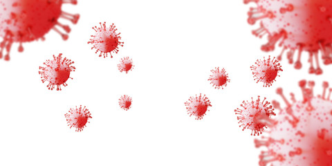 Coronavirus disease COVID-19 medical 3D render infection. Background with realistic 3d white virus cells. Dangerous asian ncov corona virus. Novel Coronavirus 2019-nCoV