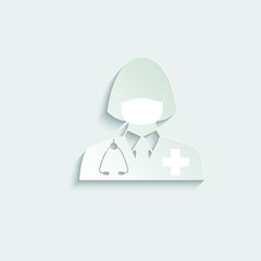 dpaper octor icon. Doctor with stethoscope vector sign