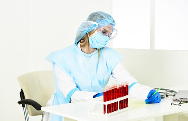 Laboratory testing respiratory coronavirus disease. Coronavirus vaccine. Detection of virus. Doctor...
