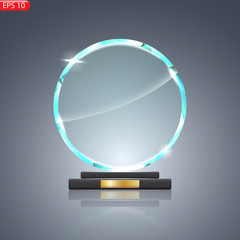 Glass Trophy Award. First place Prize plaque