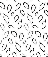 Vector seamless pattern with outline leaves. Hand drawn doodle style floral print. Pattern for wallpapers, covers, wrapping paper, web.