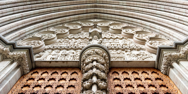 detail of the facade of a church