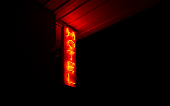 background, business, desert hotel, design, font, glowing, hotel icons, hotel reception, isolated, letter, light, lonely hotel, marfa texas, modern, neon letters, neon light, red, red light, red light