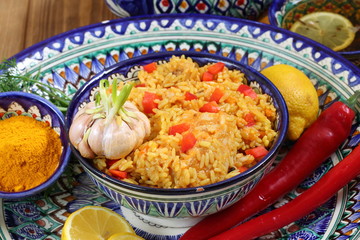 Uzbek lamb pilaf with pomegranate and tandyr flatbread