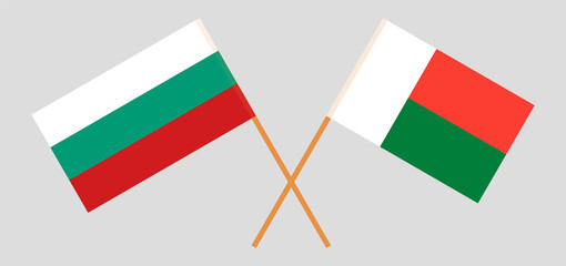 Crossed flags of Madagascar and Bulgaria