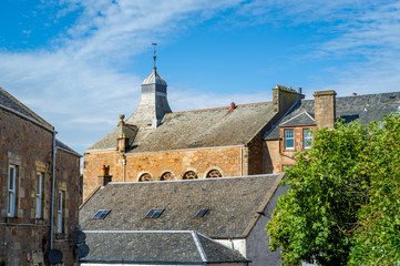 Old buildings of Campbeltown. Roofs and stone walls, Kintyre, Scotland.
