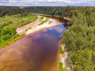 Kerzhenets River in the Nizhny Novgorod Region, Russia. Drone shooting