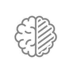 Sore human brain line icon. Cerebral edema, infected organ, brain cancer symbol