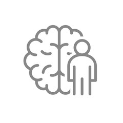 Brain with man line icon. Central nervous system symbol