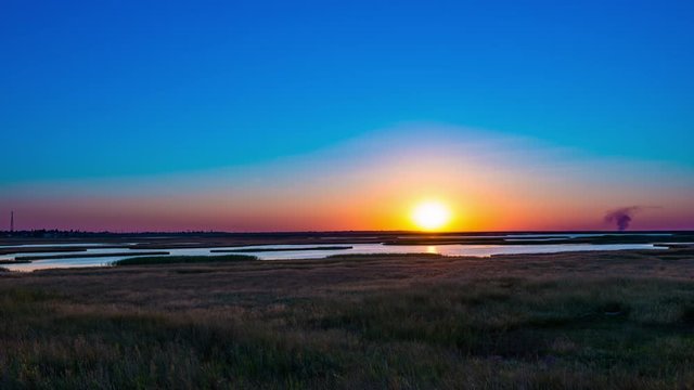 Summer sunrise time lapse lake Syvash, 4k timelapse, photographed on Nikon D800 camera.