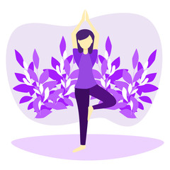 Relaxation techniques vector illustration. Female person sitting in yoga lotos position and enjoy calm, harmony and peace. Alternative medicine for vitality or healthy lifestyle and soul fulfillment