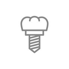 Dental implant line icon. Tooth restoration, oral cavity care, treatment symbol