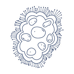 covid 19 coronavirus pandemic virus cartoon danger icon line style