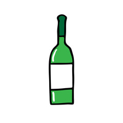 bottle of wine doodle icon, vector illustration