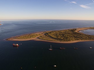 Aerial view of Dawlish warren sand spit in Devon , UK on the river Exe 