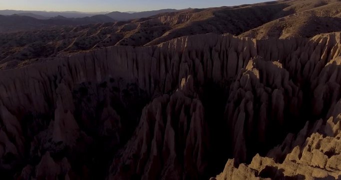 Tupiza Famous Sillar (ashlar) Desert Lands Full of Beautiful Sand Stones Aerial View at Sunrise
