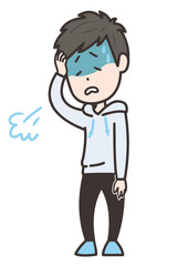 ため息をつく男性　ポーズ　イラスト