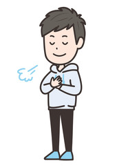 安心する男性　ポーズ　イラスト