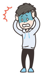 ショックを受ける男性　ポーズ　イラスト