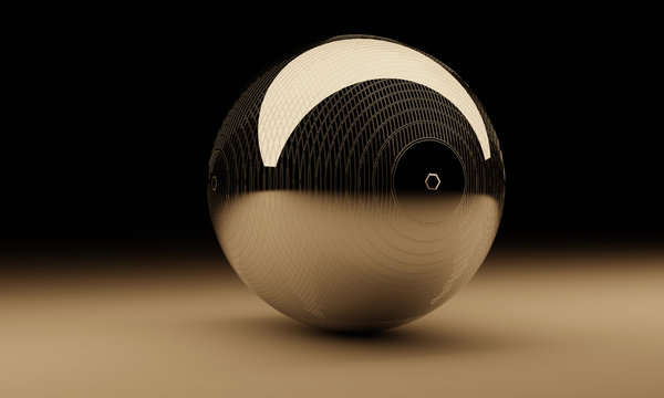 Metal ball 3d visualization. Wallpaper and background of textured sphere.