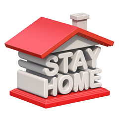 Text STAY HOME in shape of house 3D