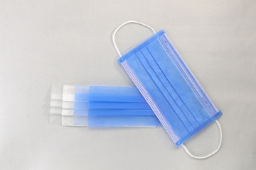 This 4 layer medical mask can protect the corona virus on a white background.