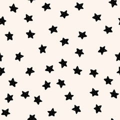 Stars seamless pattern. Black symbols graphic background.