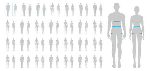 Women and men measurements fashion set.