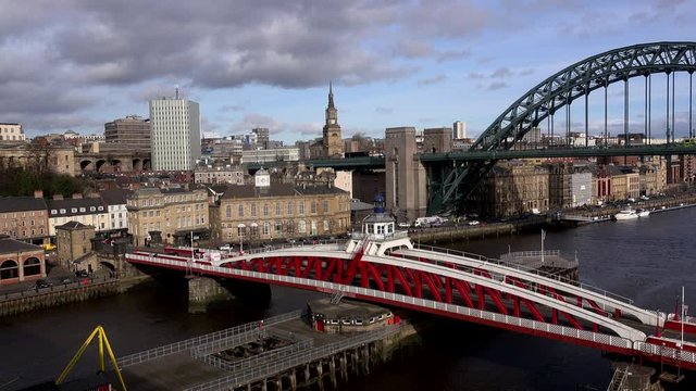 Newcastle city bridges over the river UK 4K