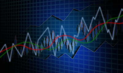 Naklejka premium Candle stick graph chart with indicator