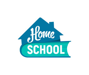 Home schooling vector logo. Distance learning icon concept. E-learning sign on white background