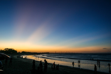 Fototapeta na wymiar Multiple colours on the sunset sky