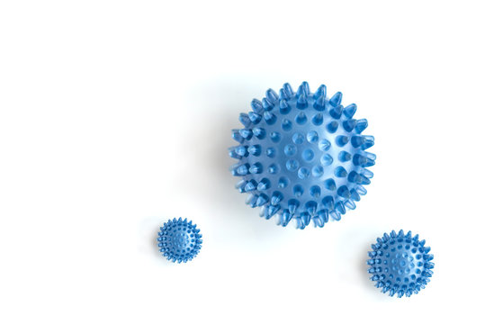 Picture of virus. COVID-19  Virus picture illustrating a virus. Blue round ball on white isolated background