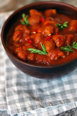 Vegan Curry. Tasty soy curry. Healthly food. Vegan diet.