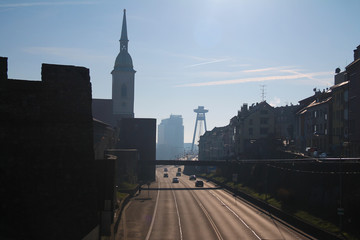Fototapeta na wymiar View of Bratislava landscape with the ufo