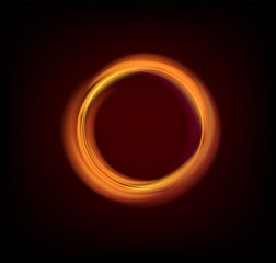 Colorful Glowing gold Rings abstract  black background illustration
