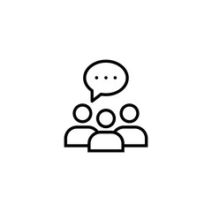 Discussion icon. Social vector icon. User group network. Corporate team group. Community member symbol. Business team work activity. Staff unity 