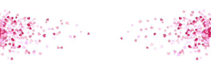 Love celebration's background with pink falling hearts over white.