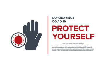 Protect yourself. Warning sign about coronavirus or covid-19 vector