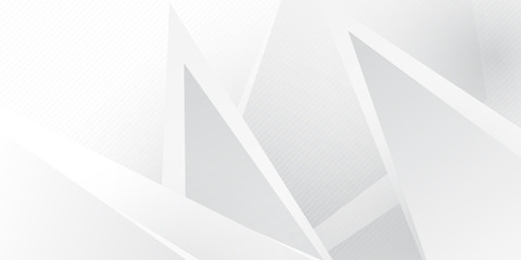 Fototapeta premium Grey white abstract background geometry shine triangle vector for presentation design. Suit for business, corporate, institution, party, festive, seminar, and talks.