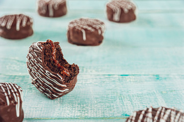 Brazilian home made honey cookie chocolate covered and copy space - Pão de Mel