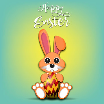 Happy Easter. Easter bunny logo design template